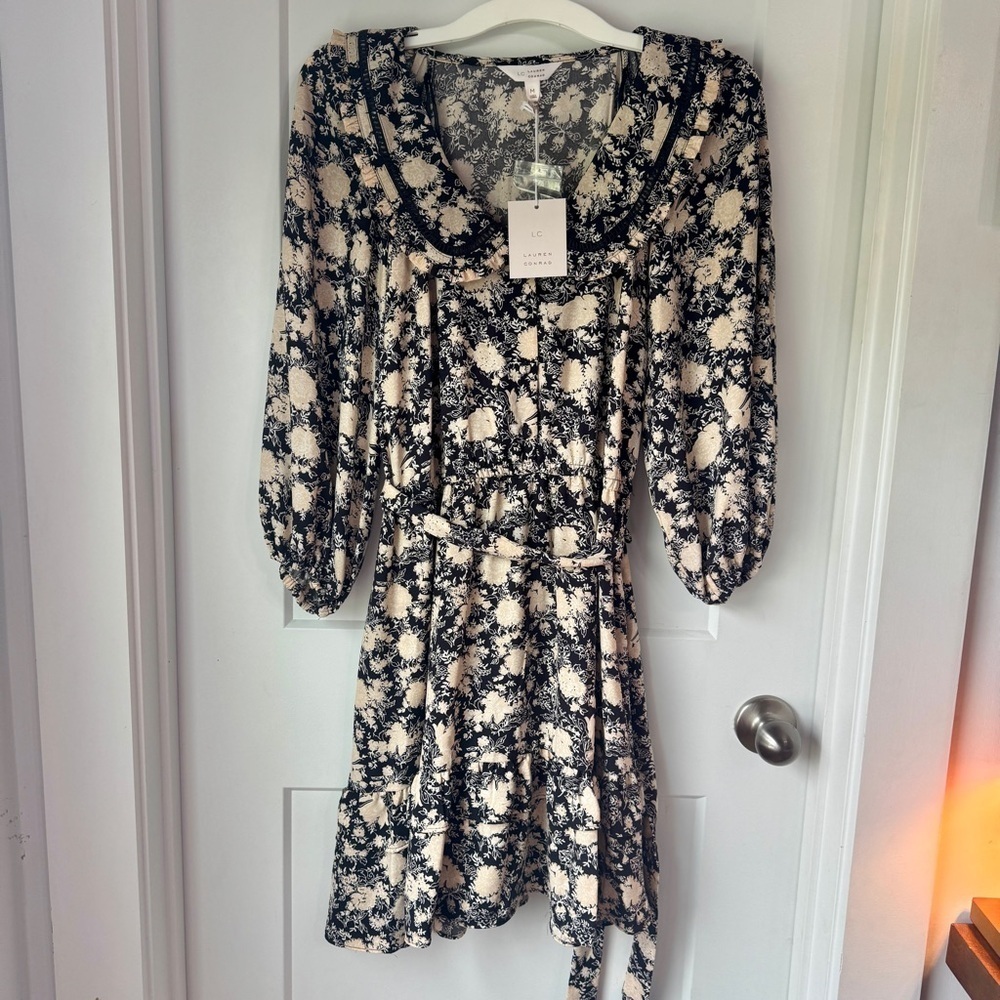 LC Lauren Conrad Ruffle Chiffon Shirt Dress Size Medium NEW WITH TAGS